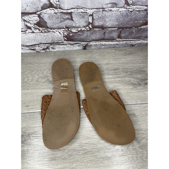 almudena miliani Brown Leather Woven Slide Sandals Women Sz 9M US/40EU - Picture 6 of 16